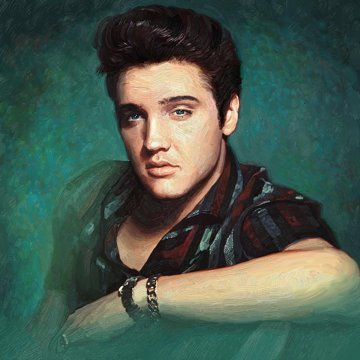 Elvis Presley painting, singer, celebrity, men, artwork, portrait