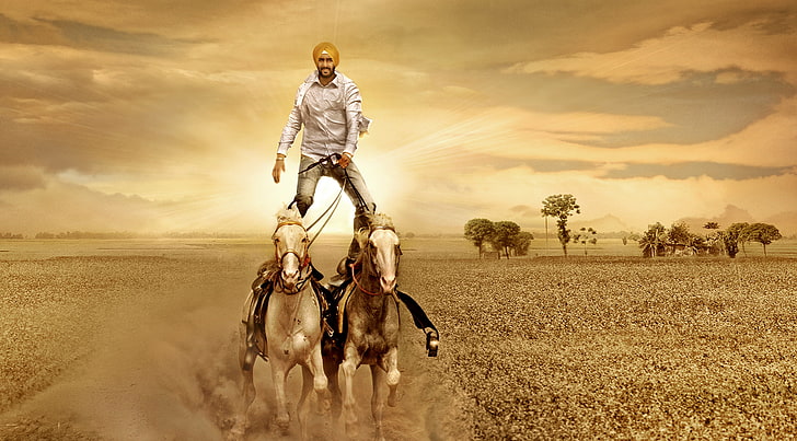 Son Of Sardaar Stunt, white and brown horses, Movies, Bollywood Movies, HD wallpaper