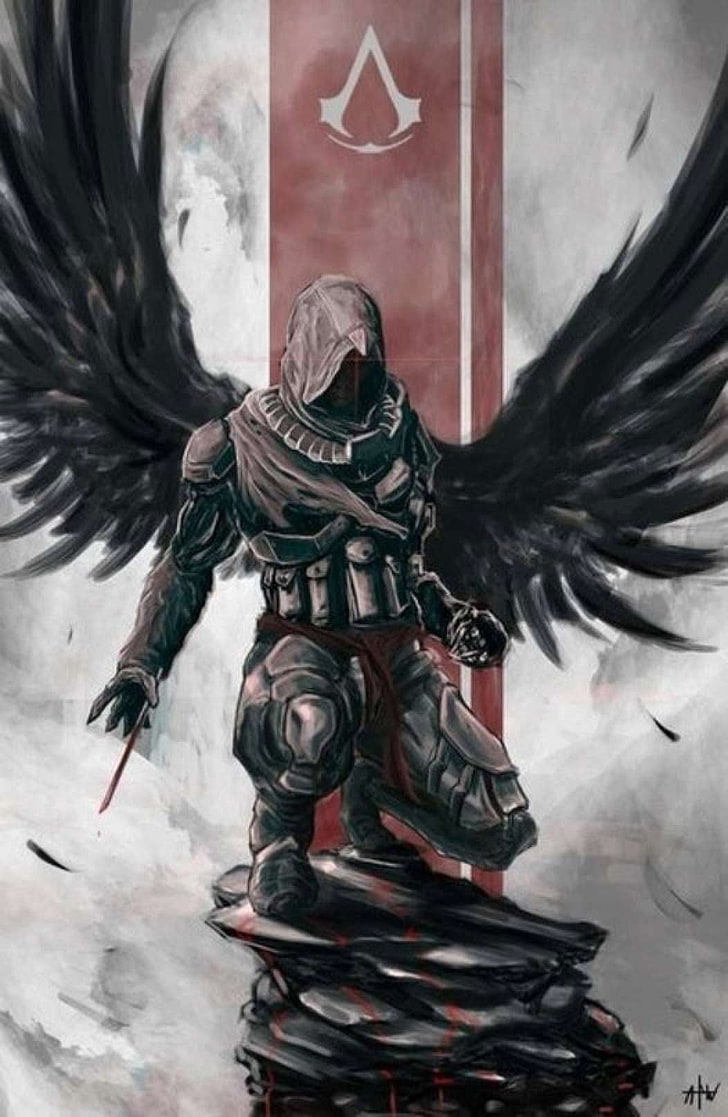 Assassin Creed character illusration, Assassin's Creed, wings, HD wallpaper