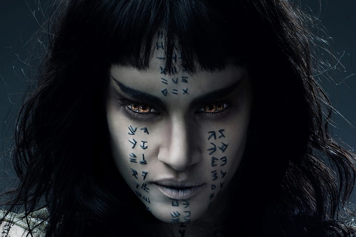 eyes, look, hair, tattoo, characters, Sofia Boutella, The Mummy, HD wallpaper