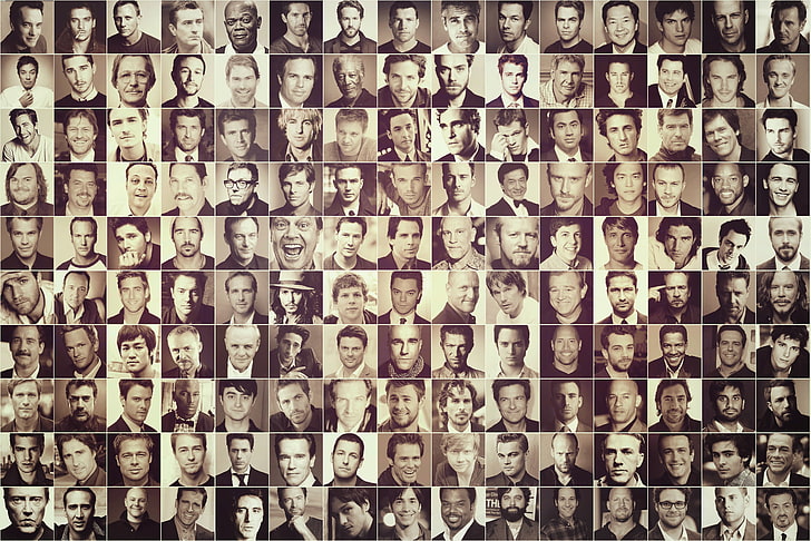 man photo collage, Hollywood, Men, people, actors, swaroop, black And White