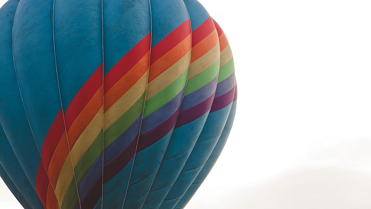 blue, green, and red air balloon, hot air balloons, multi colored, HD wallpaper