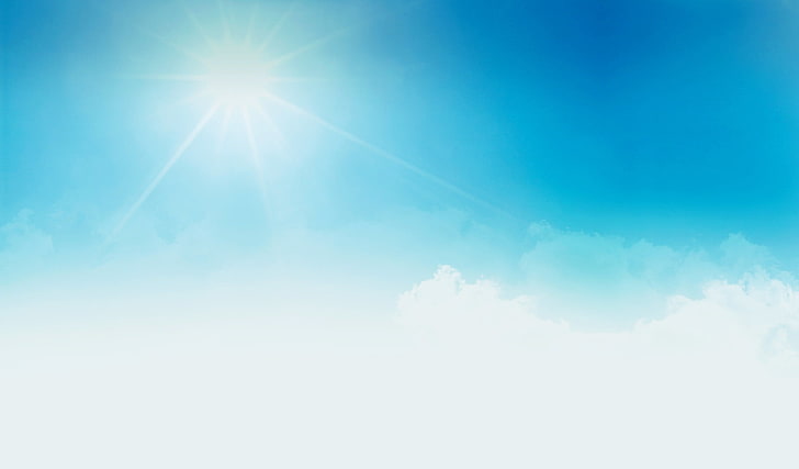 white clouds and sun wallpaper, the sky, the sun, landscape, background, HD wallpaper
