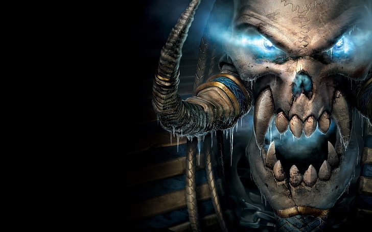 horned skull character poster, Warcraft, video games, Blizzard Entertainment, HD wallpaper