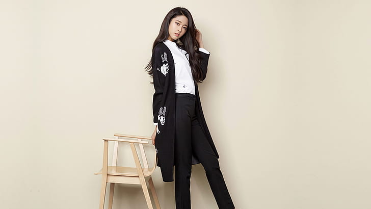 women, Korean, model, Asian, black outfits, Seolhyun, HD wallpaper