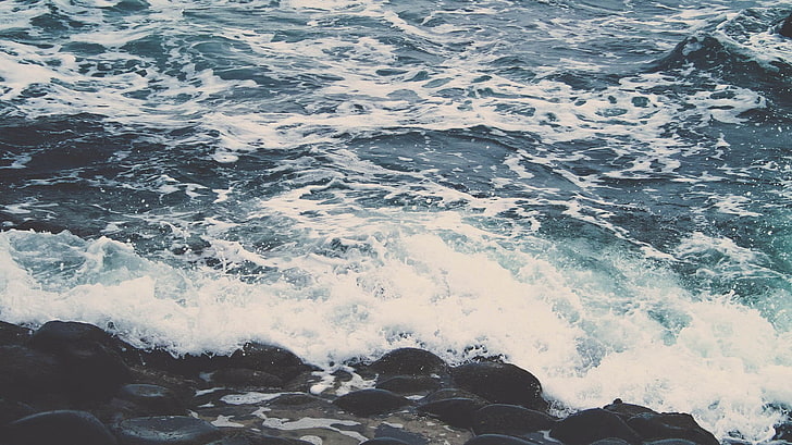 waving sea against rock, waves, water, motion, sport, aquatic sport, HD wallpaper