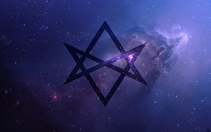 blue and purple galaxy wallpaper, Unicursal Hexagram, space, universe