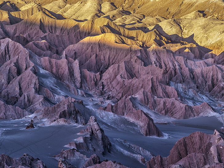 brown rock formation painting, Death Valley, Sunset, Atacama Desert, HD wallpaper