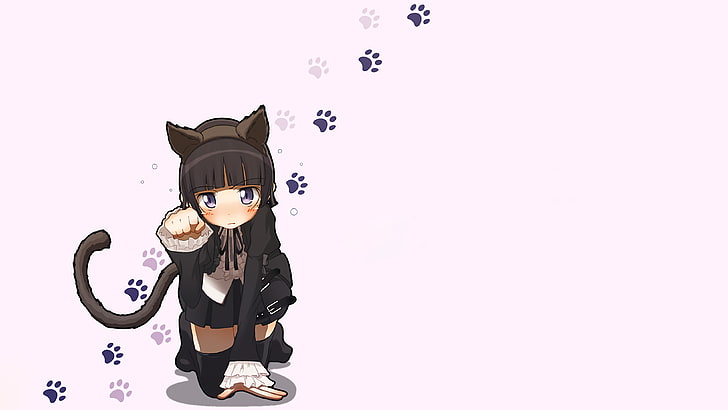 HD wallpaper: simple background, Gokou Ruri, anime girls, cat girl, cat  ears | Wallpaper Flare