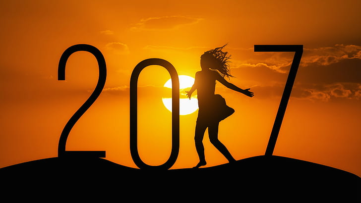 2017, Happy New Year, Girl, 5K, Twilight, HD wallpaper