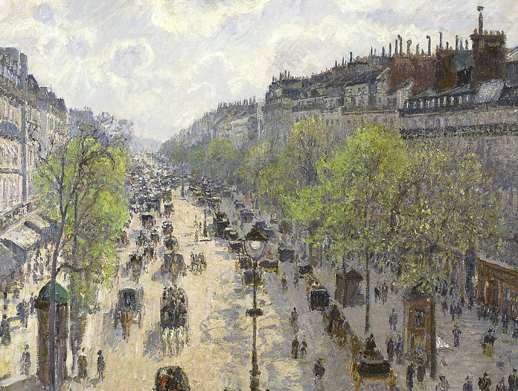 trees, street, home, picture, the urban landscape, Camille Pissarro