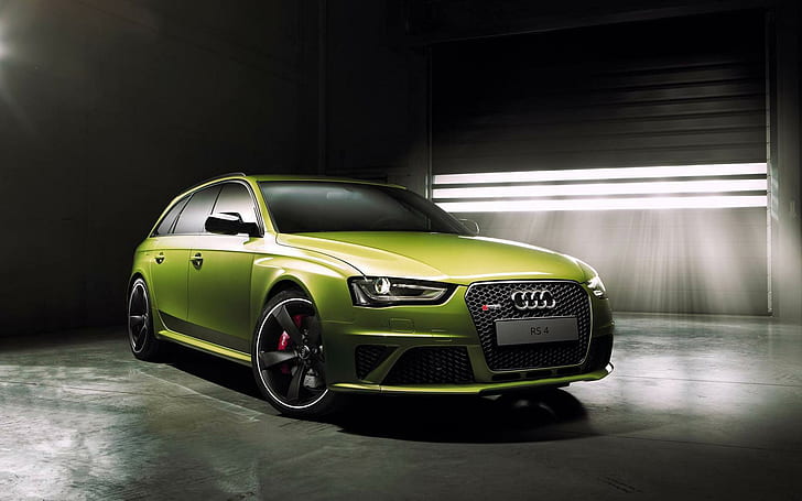 Audi RS 4 Avant Peridot Metallic, green audi car, cars