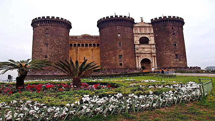 maschio angioino castle, napoli, italy, europe, park, architecture, HD wallpaper