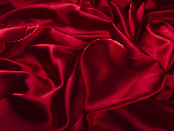 HD wallpaper: red silk textile, heart, texture, fabric, folds, satin,  backgrounds | Wallpaper Flare