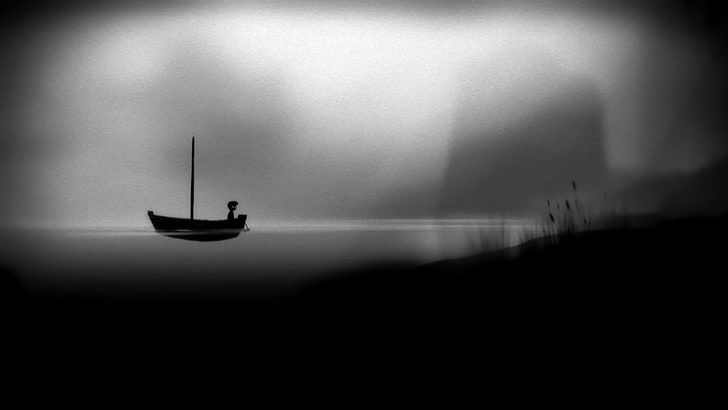outboard boat, creepy, video games, Limbo, silhouette, transportation