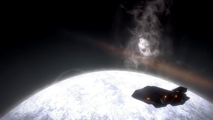 black spaceship, Elite: Dangerous, nature, no people, night, smoke - physical structure, HD wallpaper