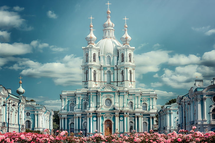St petersburg, Smolny convent, Architecture, building exterior, HD wallpaper
