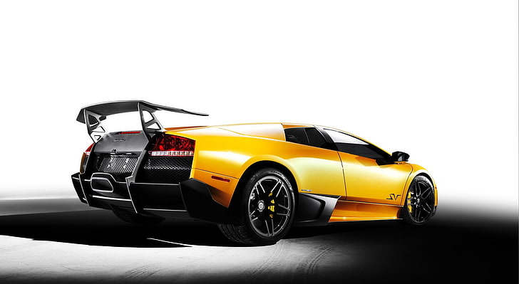 Lamborghini Sport Cars, yellow Lamborghini Aventador SV sports coupe, HD wallpaper