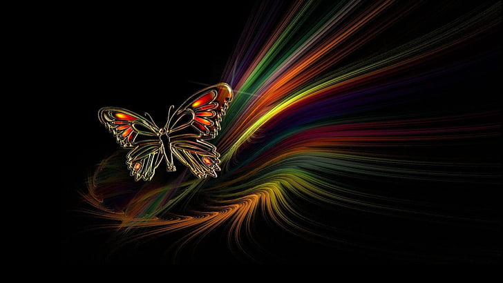 colorful, butterfly, art, digital art, 3d, artwork, colors