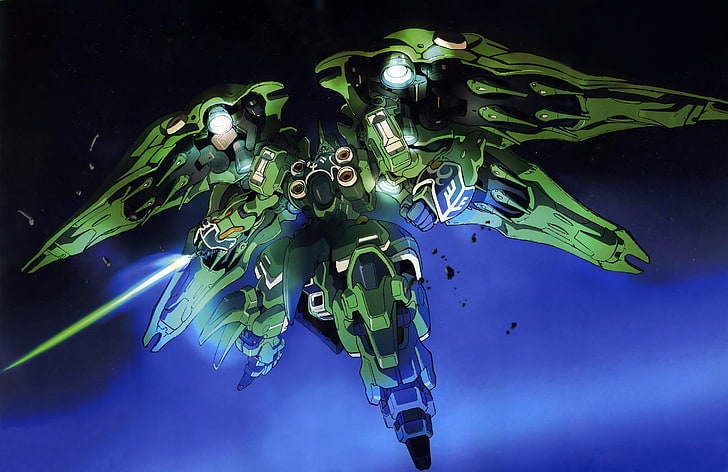 Hd Wallpaper Green Gundam Illustration Mobile Suit Gundam Unicorn Kshatriya Wallpaper Flare
