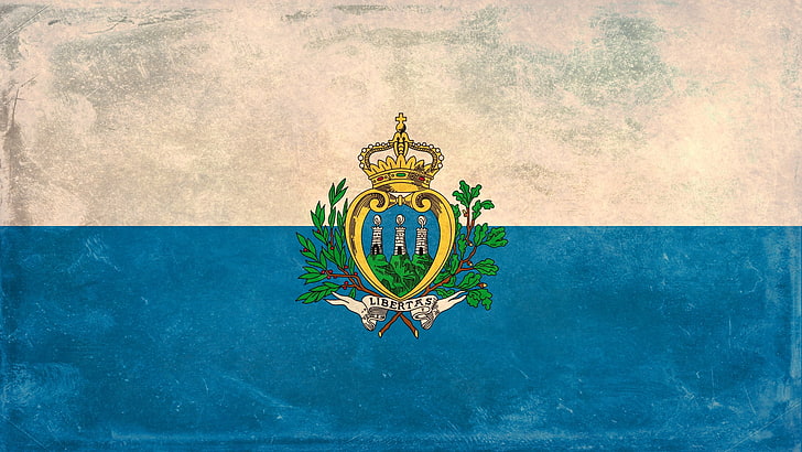 green and yellow logo, flag, san marino, texture, background