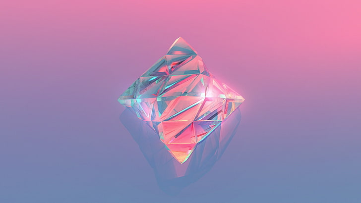 clear diamond on pink and purple background wallpaper, Justin Maller