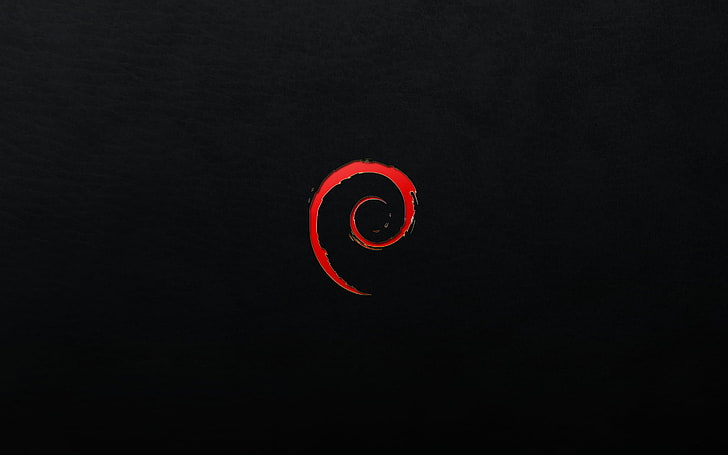red logo illustration, untitled, Linux, Debian, minimalism, black