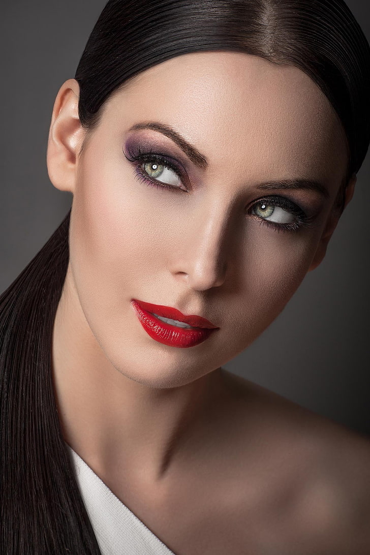 woman face, Natalie Glebova, women, portrait, lipstick, red lipstick, HD wallpaper