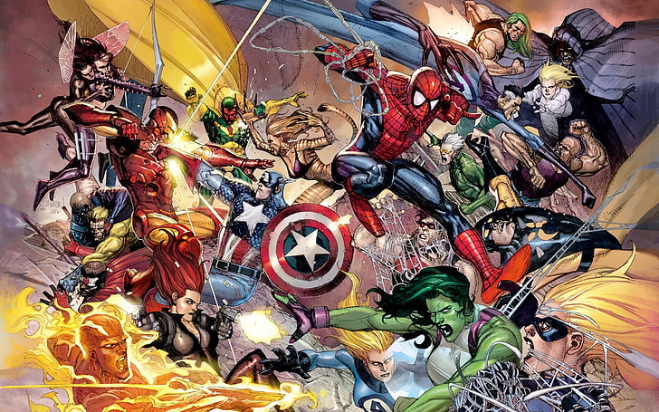 Marvel digital wallpaper, Fantastic Four, Marvel Comics, Iron Man