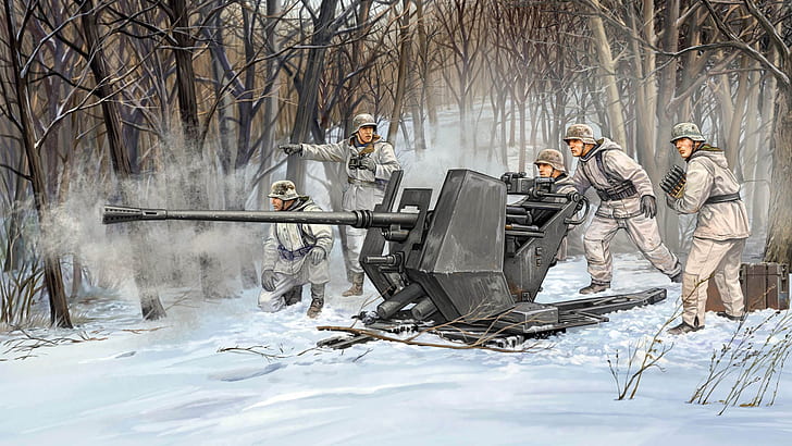 Nazi, Wehrmacht, military, soldier, weapon, World War II, snow, HD wallpaper