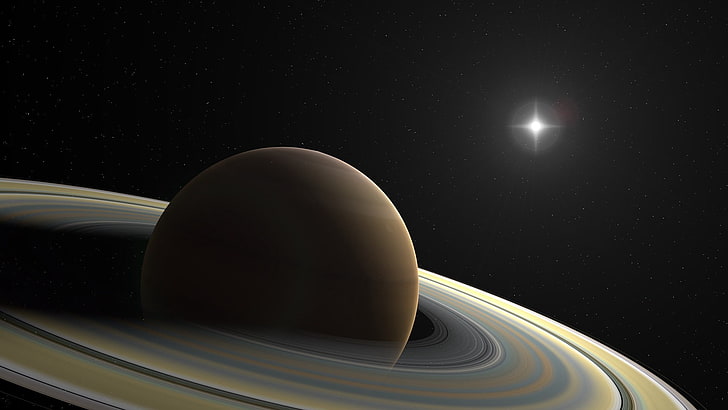 brown planet illustration, saturn, ring, star, backgrounds, abstract, HD wallpaper