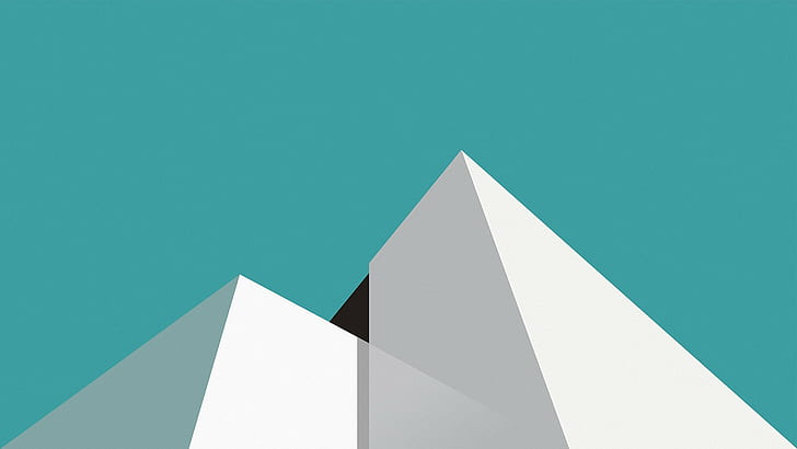 blue, minimalism, pyramid, white, HD wallpaper