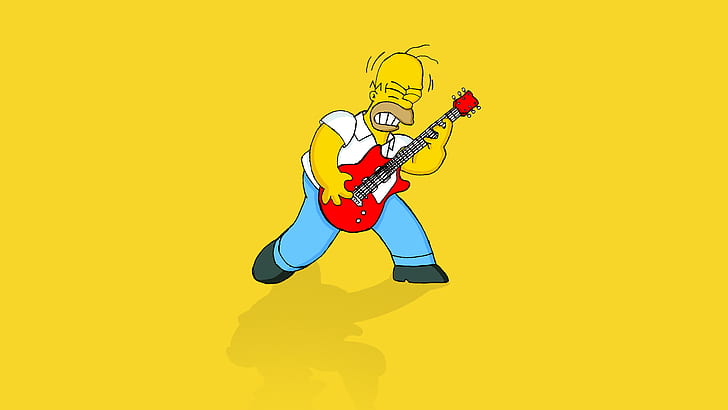 Homer The Simpsons Yellow Guitar HD, the simpson illustration, HD wallpaper
