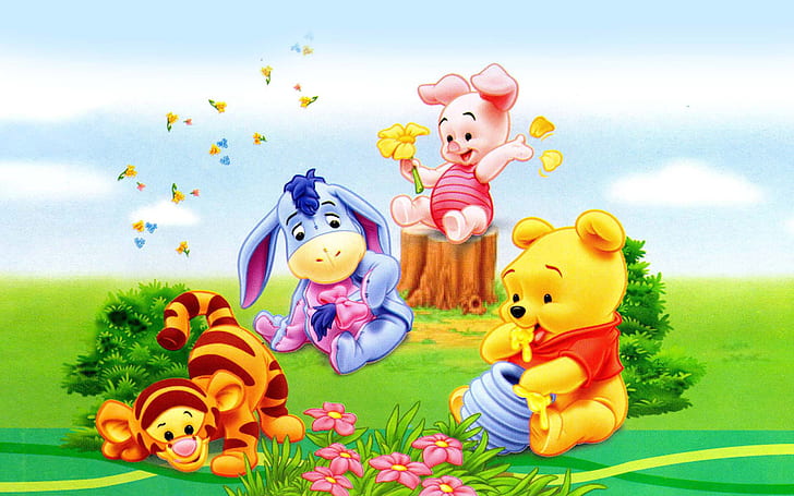 Tigger Piglet Eeyore And Winnie The Pooh Little Babies Cartoon Image Hd Wallpaper Widescreen 2560×1600