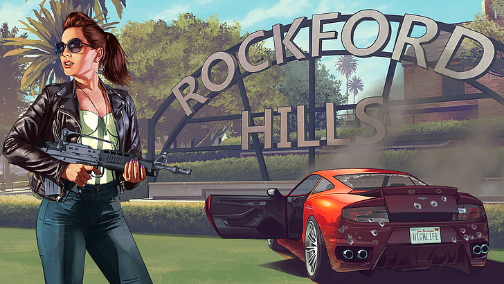 Rockford Hills digital wallpaper, Grand Theft Auto V, Valentine's Day