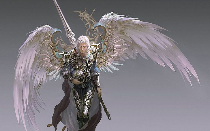 Hd Wallpaper Warrior Angel Illustration Wings Sword Armor