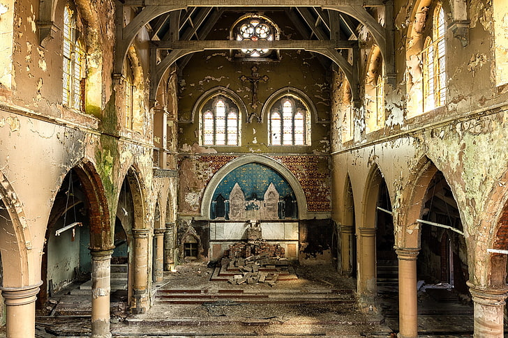 building, abandoned, interior, James Kerwin, church, arch, ancient