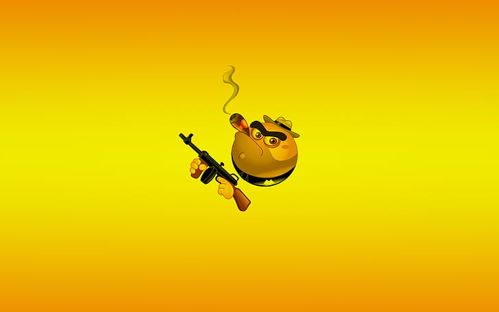 Smoke and Gun, emoji application, funny, HD wallpaper