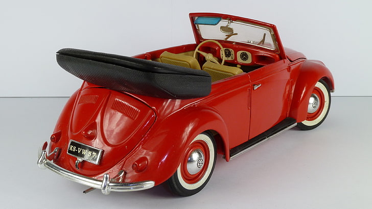 1951, 1x18, cabrio, convertible, maisto, model car, vw beetle, HD wallpaper