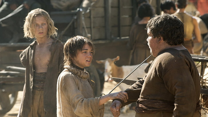 boy's gray long-sleeved top, Arya Stark, Hot Pie, Needle (Sword), HD wallpaper