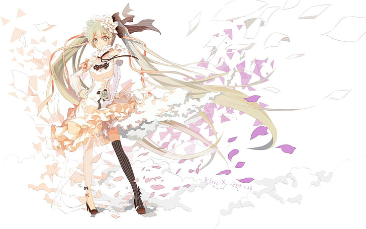 female anime character wallpaper, artwork, fan art, white background