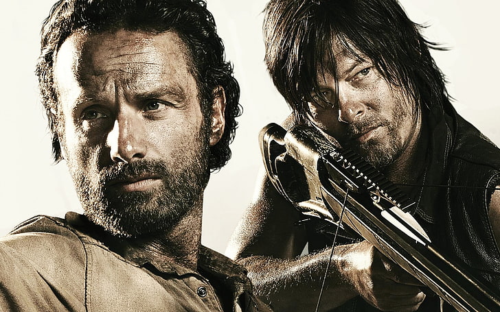 The Walking Dead characters wallpaper, crossbow, Rick Grimes, HD wallpaper