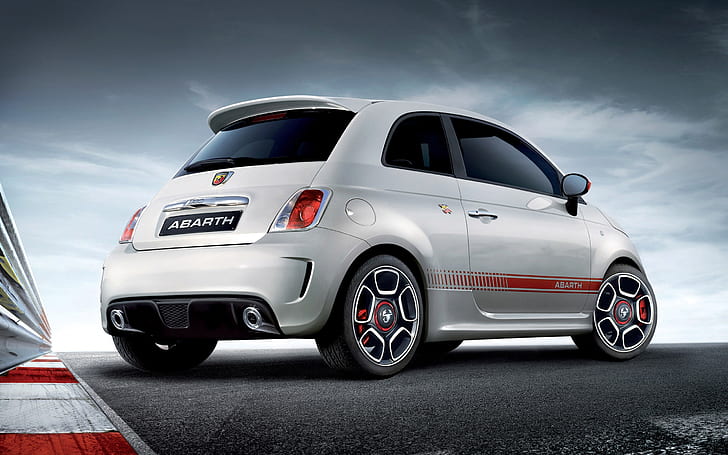 Fiat 500 Abarth Edition, silver and red abarth hatchback, HD wallpaper