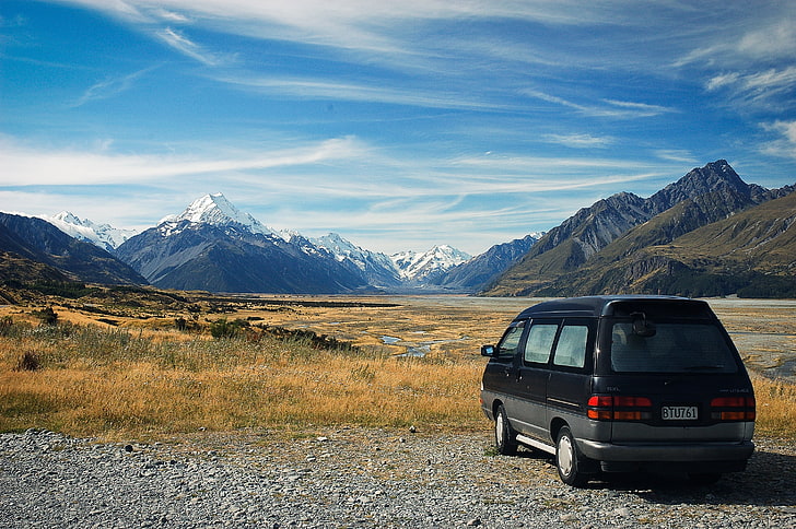 New Zealand, mountain, scenics - nature, car, mode of transportation