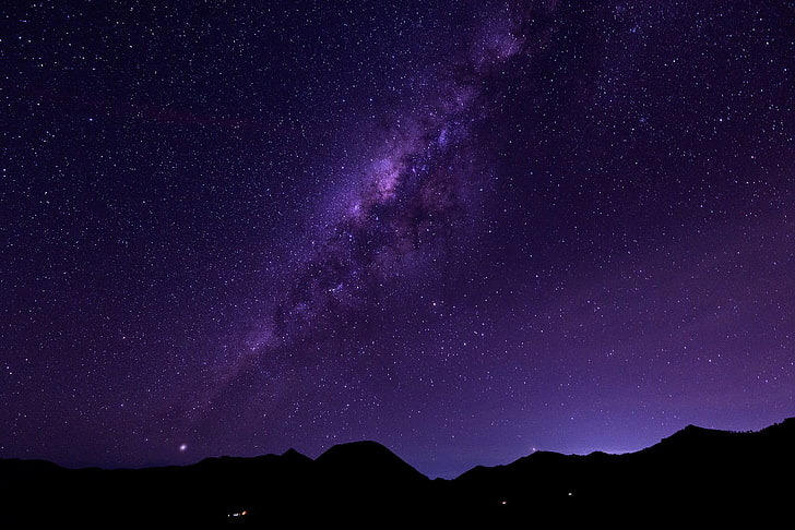 stars, landscape, silhouette, Milky Way, scenics - nature, night, HD wallpaper
