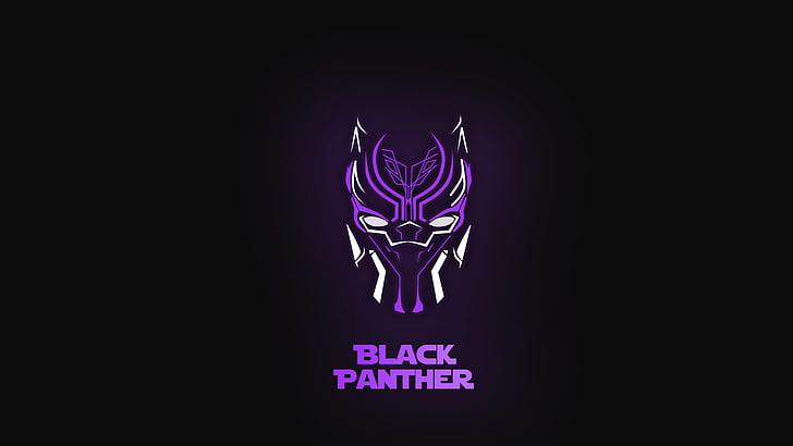 Minimal, 5K, Purple, Dark background, Neon, Black Panther, HD wallpaper