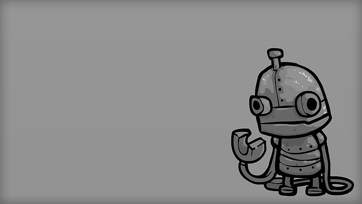 Machinarium, gray, gray background, robot, video games, simple, HD wallpaper