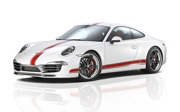 Porsche 911 by Lumma Design, white and red coupe, cars, HD wallpaper