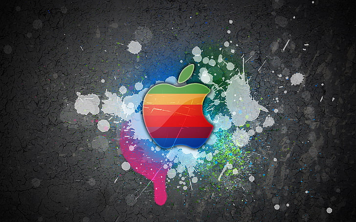 red, green, and blue Apple logo clip art, mac, flag, symbol, backgrounds, HD wallpaper