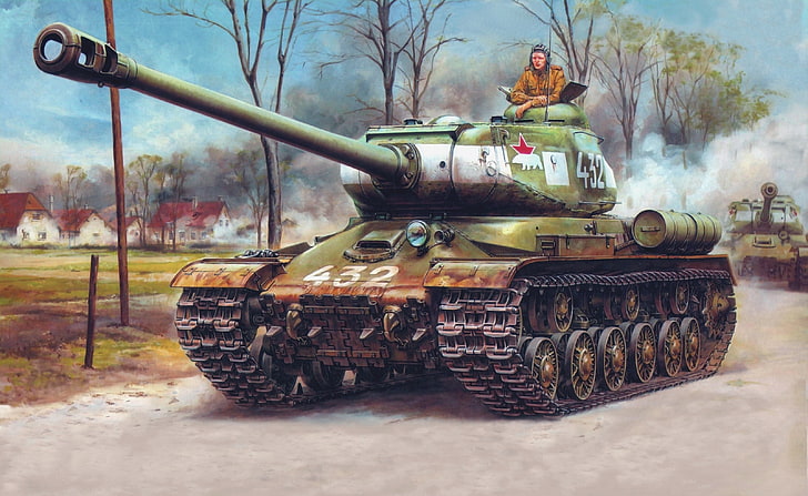battle tank digital wallpaper, figure, polar bear, The is-2, Berlin, HD wallpaper